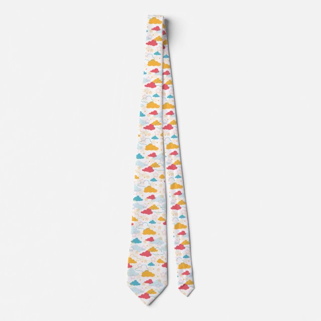 Colorful Retro Starry Sky Art Pattern Neck Tie (Front)