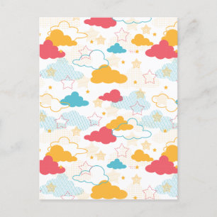 Colorful Retro Starry Sky Art Pattern Postcard
