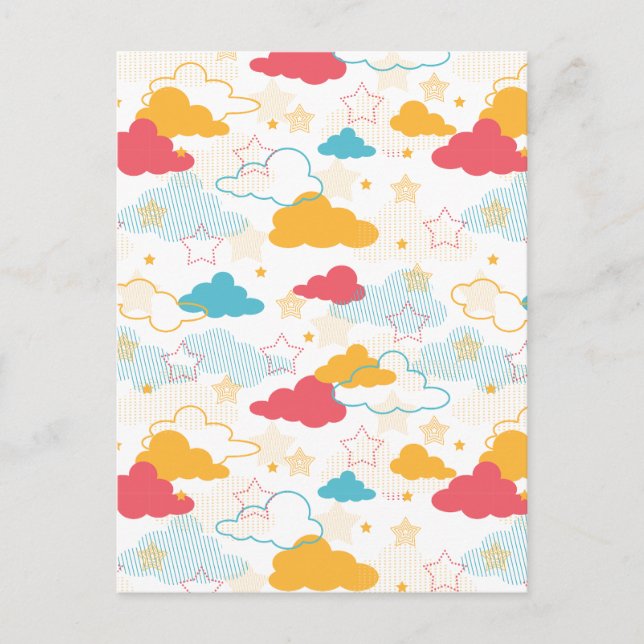 Colorful Retro Starry Sky Art Pattern Postcard (Front)