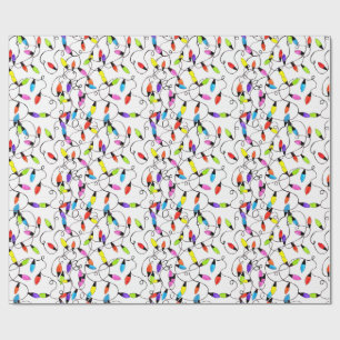 Colorful retro string lights wrapping paper