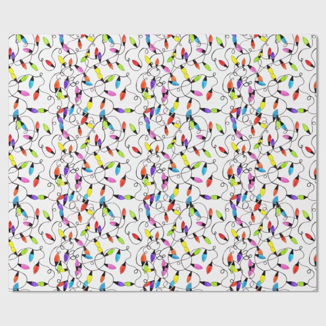 Colorful retro string lights  wrapping paper (Flat)