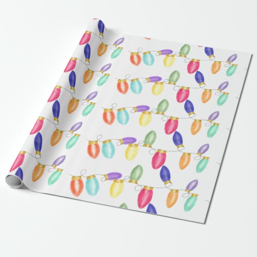 Colorful retro string lights  wrapping paper