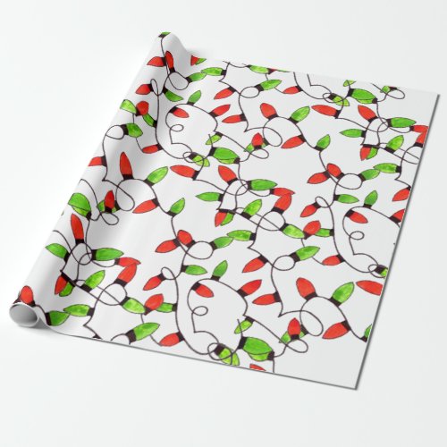 Colorful retro string lights  wrapping paper