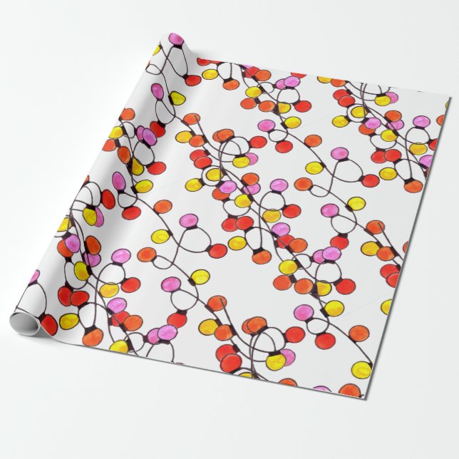 Colorful retro string lights  wrapping paper (Unrolled)