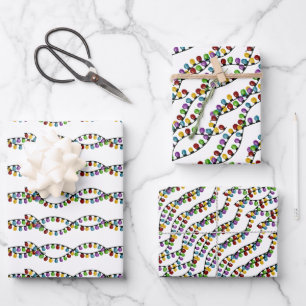 Colorful retro string lights  wrapping paper sheet
