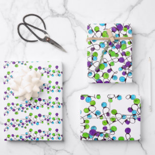 Colorful retro string lights wrapping paper sheet