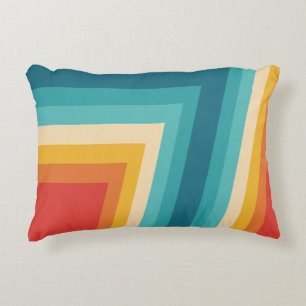 Colorful Retro Stripe -  70s, 80s Design Accent Pillow