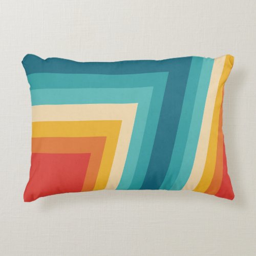 Colorful Retro Stripe _  70s 80s Design Accent Pillow