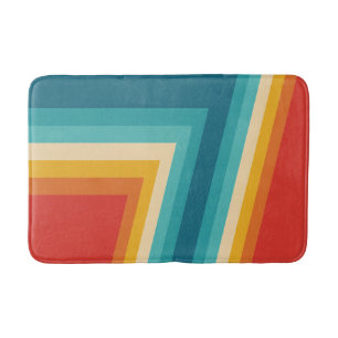 Colorful Retro Stripe - 70s, 80s Design Bath Mat