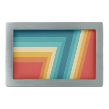 Colorful Retro Stripe -  70s  80s Design Belt Buckle by DesignByLang at Zazzle