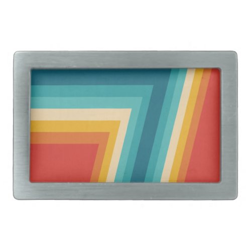 Colorful Retro Stripe _  70s 80s Design Belt Buckle