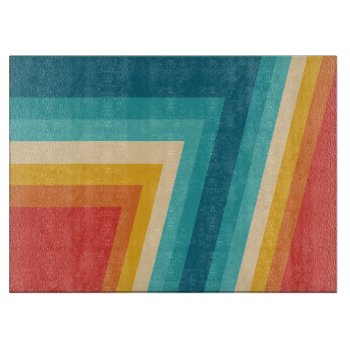 Colorful Retro Stripe -  70s  80s Design Cutting Board by DesignByLang at Zazzle