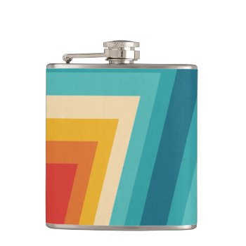 Colorful Retro Stripe -  70s  80s Design Flask by DesignByLang at Zazzle