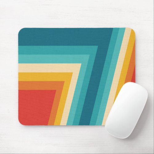 Colorful Retro Stripe _  70s 80s Design Mouse Pad