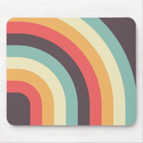 Colorful Retro Stripe _  70s 80s Design Mouse Pad