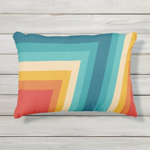 Colorful Retro Stripe _  70s 80s Design Outdoor Pillow