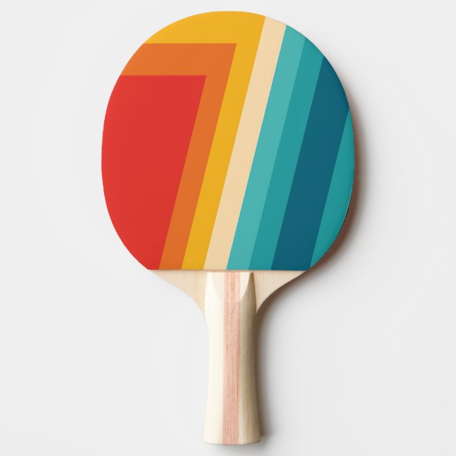 Colorful Retro Stripe - 70s, 80s Design Ping Pong Paddle (Front)
