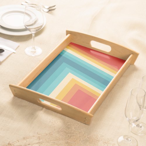 Colorful Retro Stripe _  70s 80s Design Serving Tray