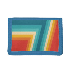 Colorful Retro Stripe - 70s, 80s Design Tri-fold Wallet