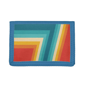 Colorful Retro Stripe - 70s, 80s Design Tri-fold Wallet
