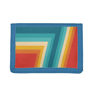 Colorful Retro Stripe -  70s, 80s Design Trifold Wallet