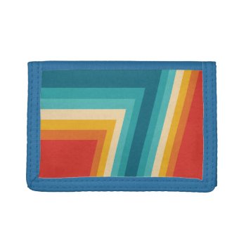 Colorful Retro Stripe -  70s  80s Design Trifold Wallet by DesignByLang at Zazzle