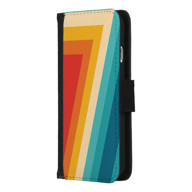 Colorful Retro Stripe - 70s, 80s  iPhone Wallet Case (Left)