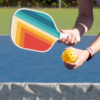Colorful Retro Stripe - 70s  80s  Pickleball Paddle by DesignByLang at Zazzle