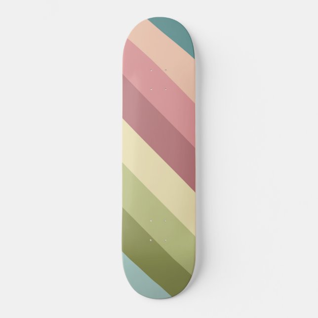 Colorful Retro Stripe Pattern Skateboard (Front)
