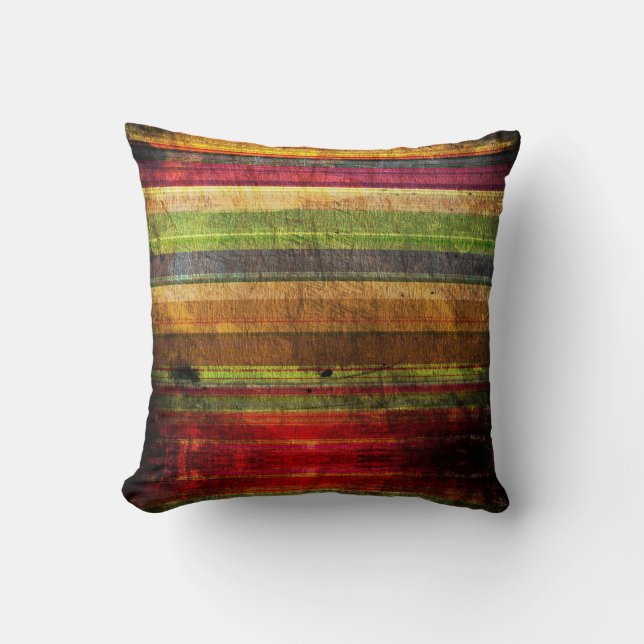 Colorful Retro Stripe Throw Pillow (Front)