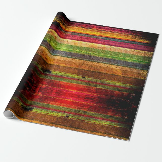 Colorful Retro Stripe Wrapping Paper (Unrolled)