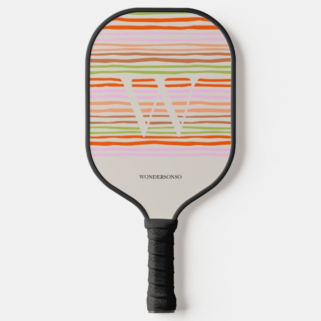 Colorful Retro Striped Custom Name Pickleball Paddle