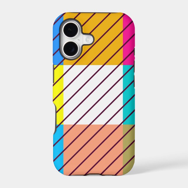 Colorful retro striped pattern iphone case (Back)