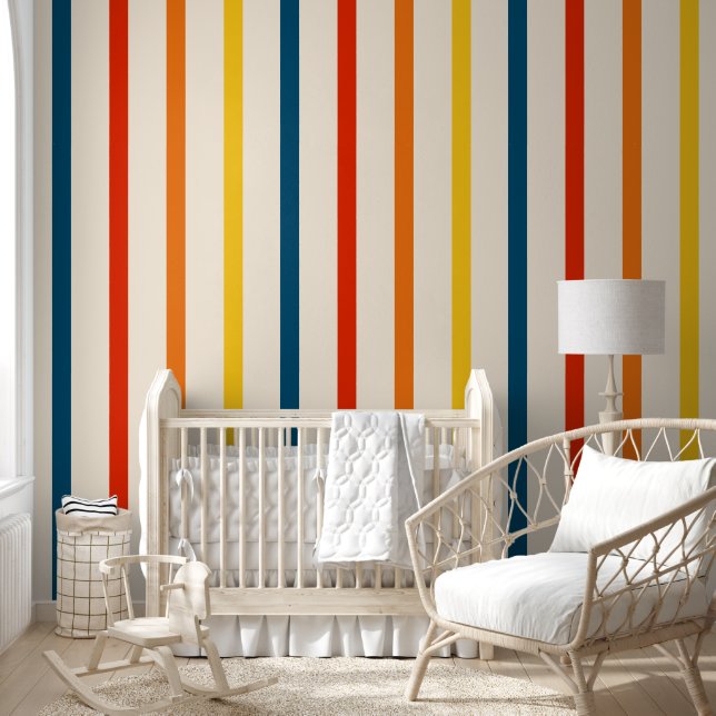 Colorful Retro Striped Wallpaper (Kids)