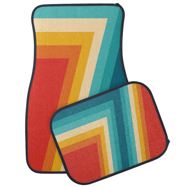 Colorful Retro Stripes - 70s, 80s  Car Floor Mat (Set)