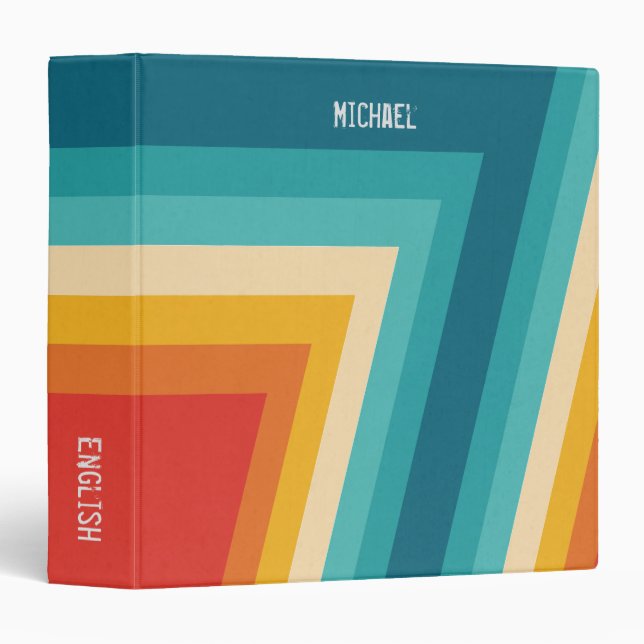 Colorful Retro Stripes  -   70s, 80s Design 3 Ring Binder (Front/Spine)