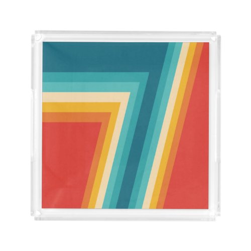 Colorful Retro Stripes  _   70s 80s Design Acrylic Tray
