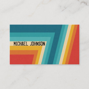 Colorful Retro Stripes - 70s, 80s Design Business Card