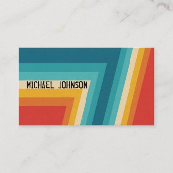 Colorful Retro Stripes  -   70s  80s Design Business Card by DesignByLang at Zazzle