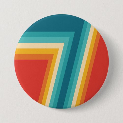 Colorful Retro Stripes  _   70s 80s Design Button