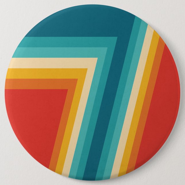 Colorful Retro Stripes  -   70s, 80s Design Button (Front)
