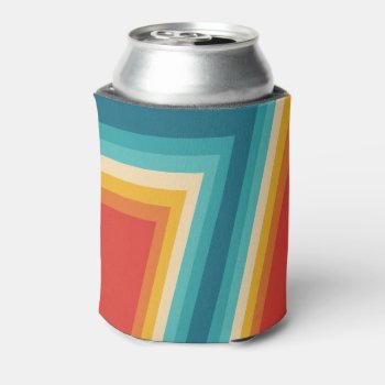 Colorful Retro Stripes  -   70s  80s Design Can Cooler by DesignByLang at Zazzle
