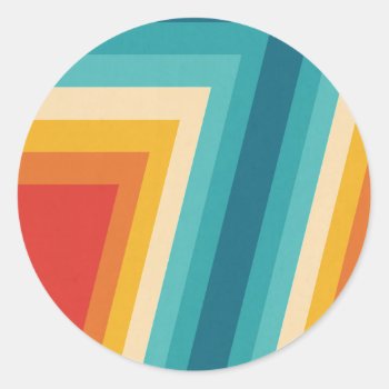 Colorful Retro Stripes  -   70s  80s Design Classic Round Sticker by DesignByLang at Zazzle