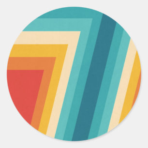 Colorful Retro Stripes - 70s, 80s Design Classic Round Sticker