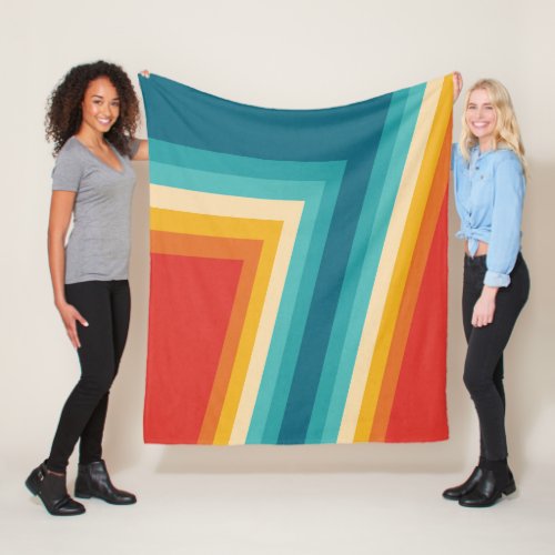 Colorful Retro Stripes  _   70s 80s Design Fleece Blanket