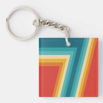 Colorful Retro Stripes  -   70s  80s Design Keychain by DesignByLang at Zazzle