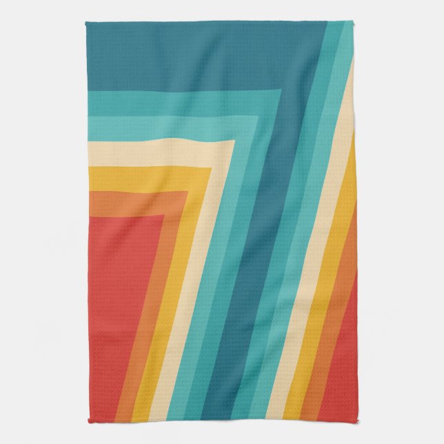Colorful Retro Stripes  -   70s 80s  Design Kitchen Towel (Vertical)