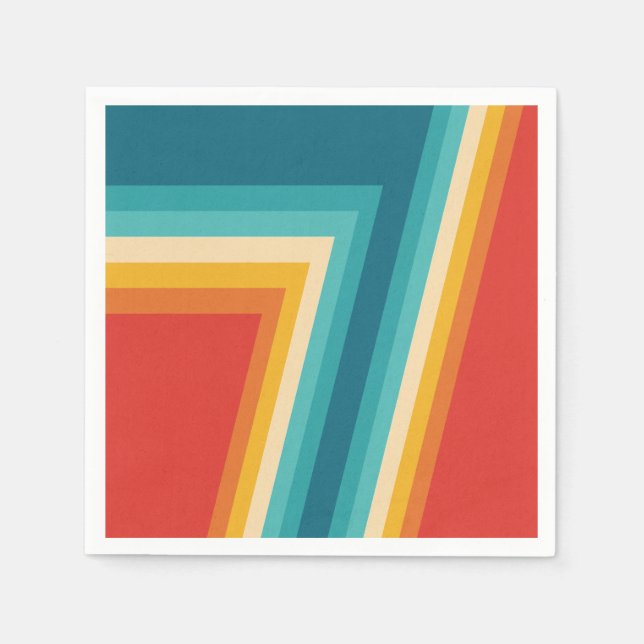 Colorful Retro Stripes  -   70s, 80s Design Napkins (Front)