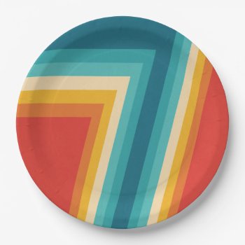Colorful Retro Stripes  -   70s  80s Design Paper Plates by DesignByLang at Zazzle