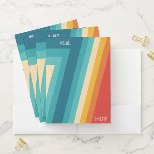 Colorful Retro Stripes  _   70s 80s Design Pocket Folder
